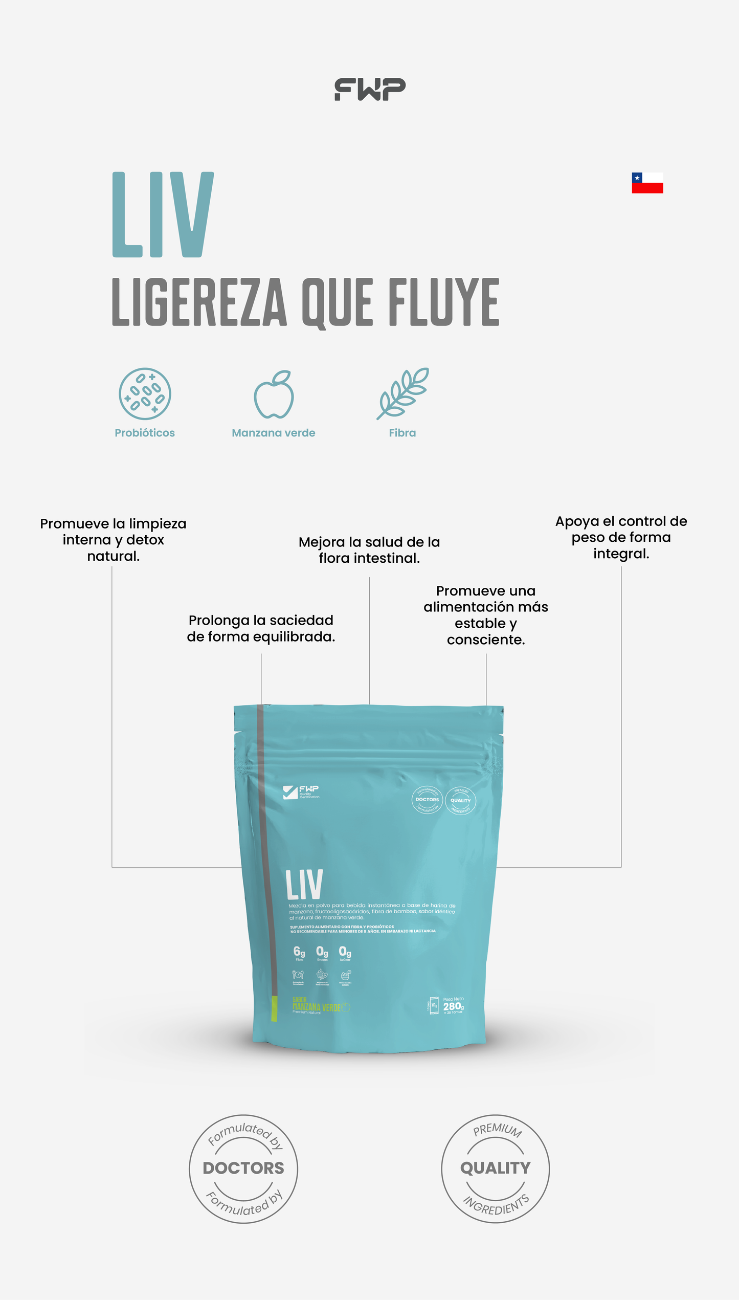 LIV | Detox Digestivo & Vientre Plano (Sabor Manzana Verde)